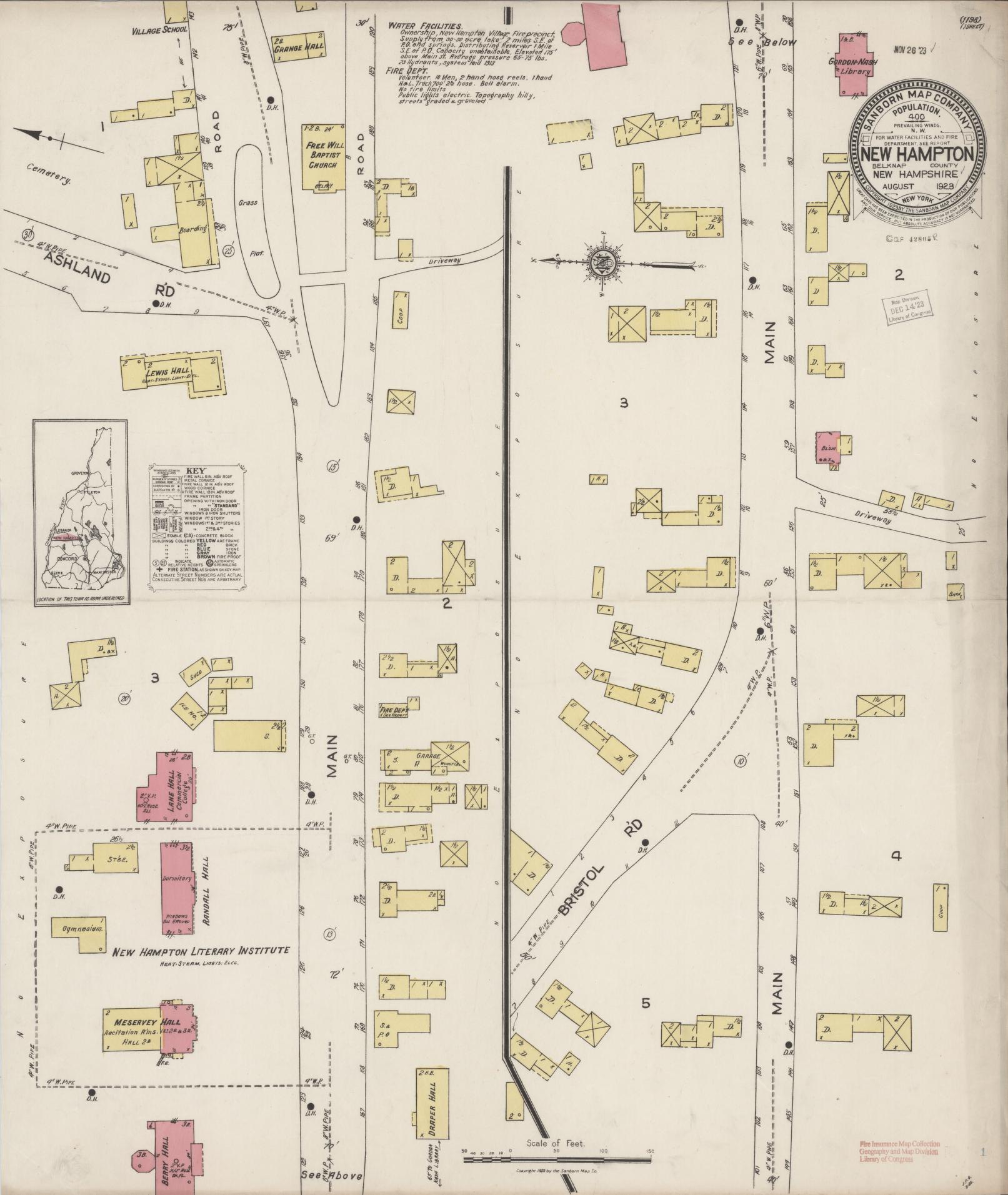 Sanborn Fire Insurance Map from New Hampton, Belknap County, New Hampshire. (1923) – Historic Sanborn Fire Insurance Map Print
