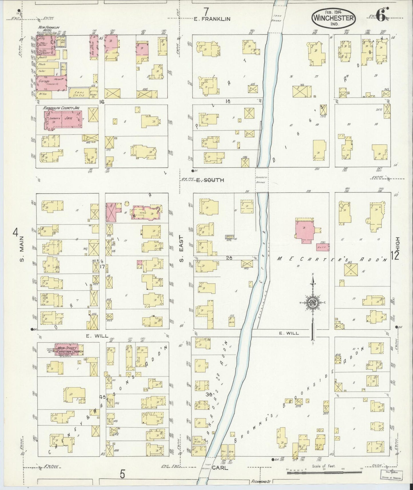 Sanborn Fire Insurance Map from Winchester, Randolph County, Indiana (1914), Sheet #0006 - Complete Map Set gallery image, historic Sanborn map, vintage wall art, Indiana Indiana