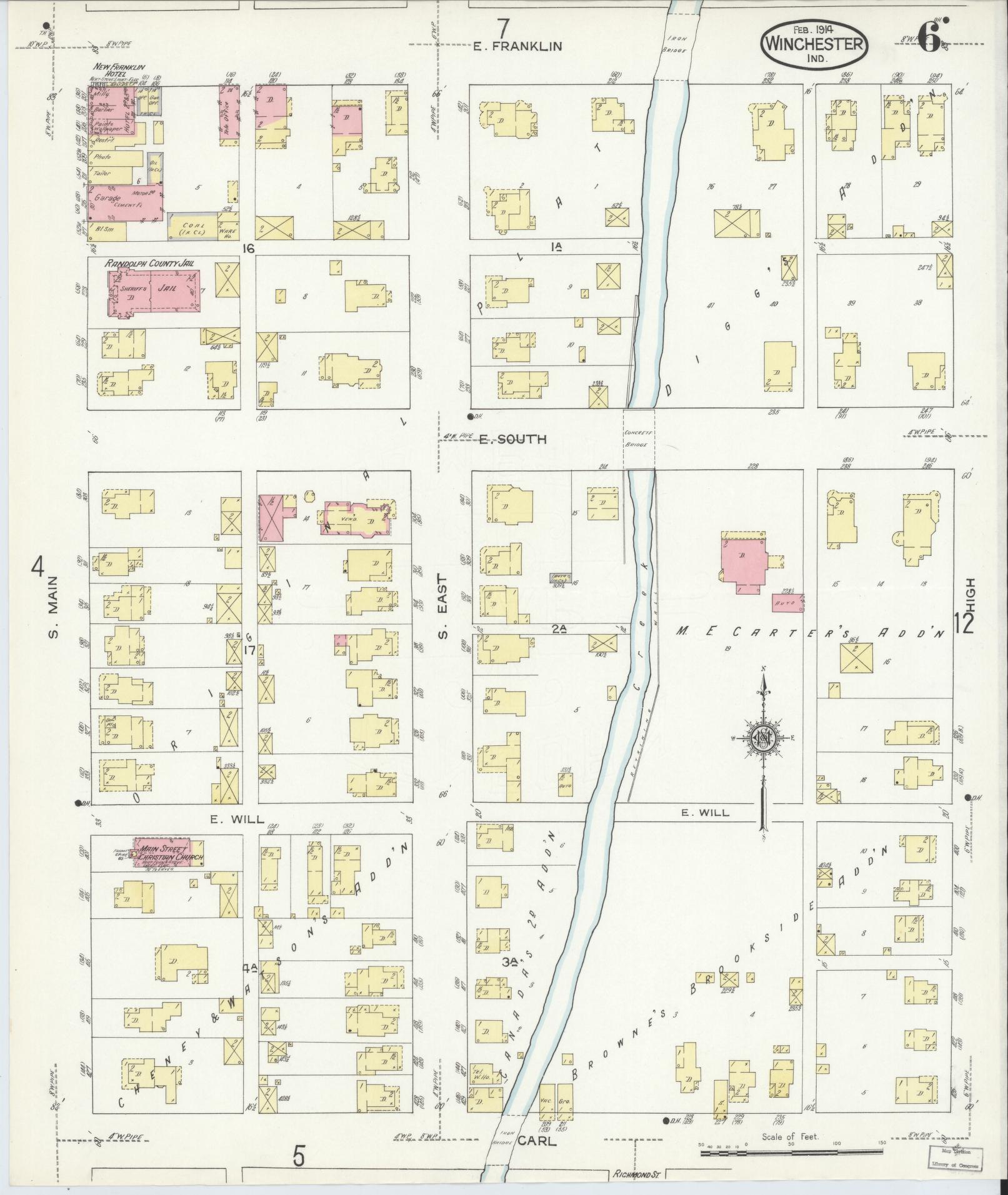 Sanborn Fire Insurance Map from Winchester, Randolph County, Indiana (1914), Sheet #0006 - Complete Map Set gallery image, historic Sanborn map, vintage wall art, Indiana Indiana