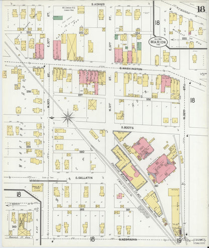 Sanborn Fire Insurance Map from Marion, Grant County, Indiana (1901), Sheet #0018 - Historic Sanborn Fire Insurance Map Print, vintage old map wall art, antique decor, genealogy gift, Indiana Indiana map