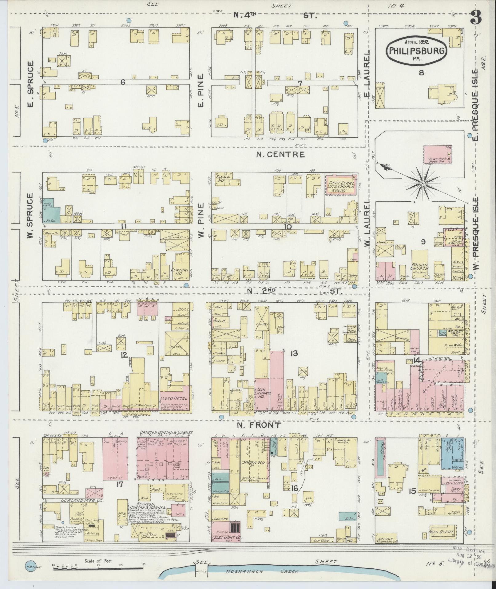 Sanborn Fire Insurance Map from Philipsburg, Centre County, Pennsylvania (1892), Sheet #0003 - Complete Map Set gallery image, historic Sanborn map, vintage wall art, Pennsylvania Pennsylvania
