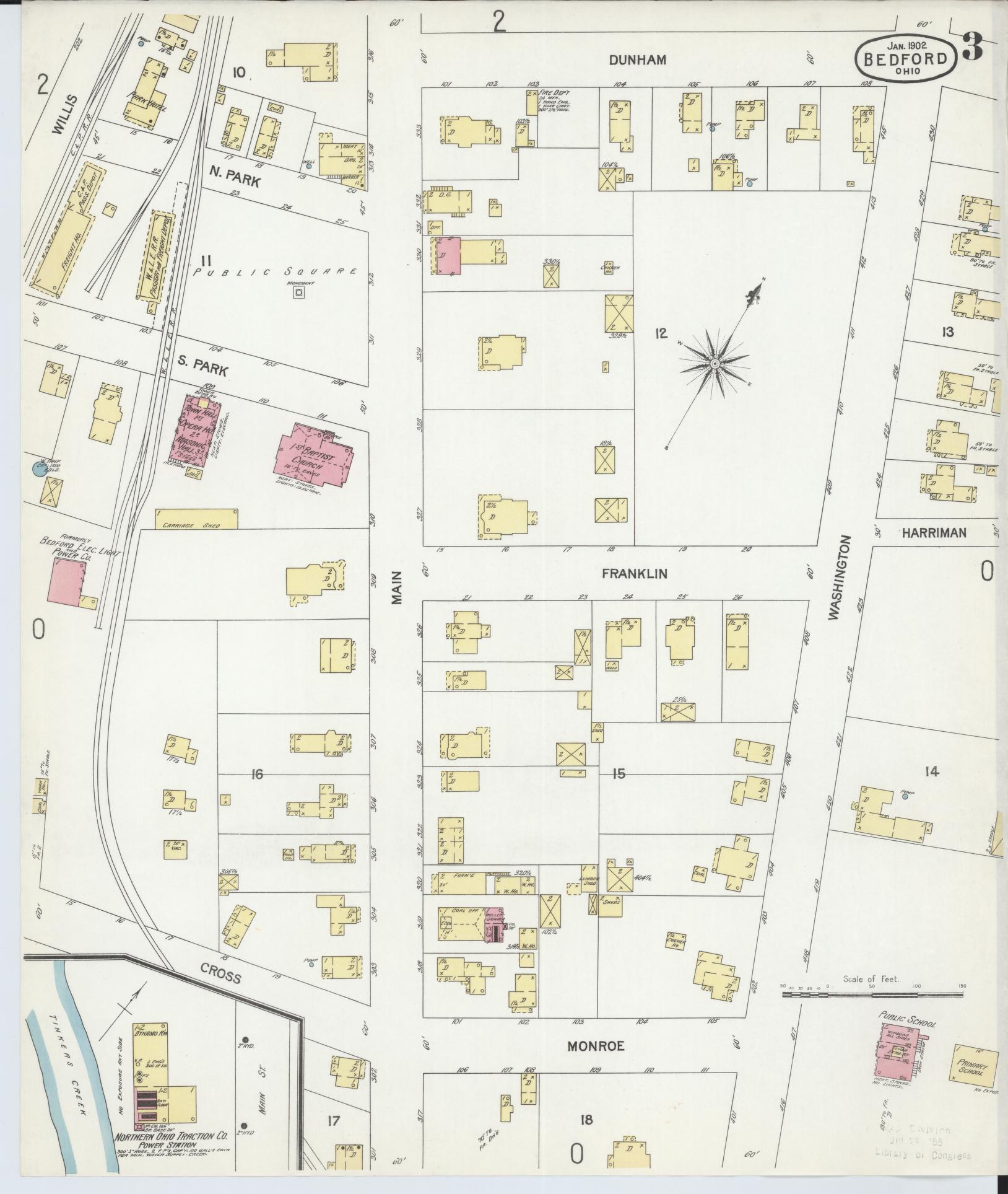 Sanborn Fire Insurance Map from Bedford, Cuyahoga County, Ohio (1902), Sheet #0003 - Historic Sanborn Fire Insurance Map Print, vintage old map wall art, antique decor, genealogy gift, Ohio Ohio map