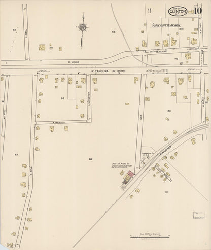 Sanborn Fire Insurance Map from Clinton, Laurens County, South Carolina (1922), Sheet #0010 - Complete Map Set gallery image, historic Sanborn map, vintage wall art, South Carolina South Carolina