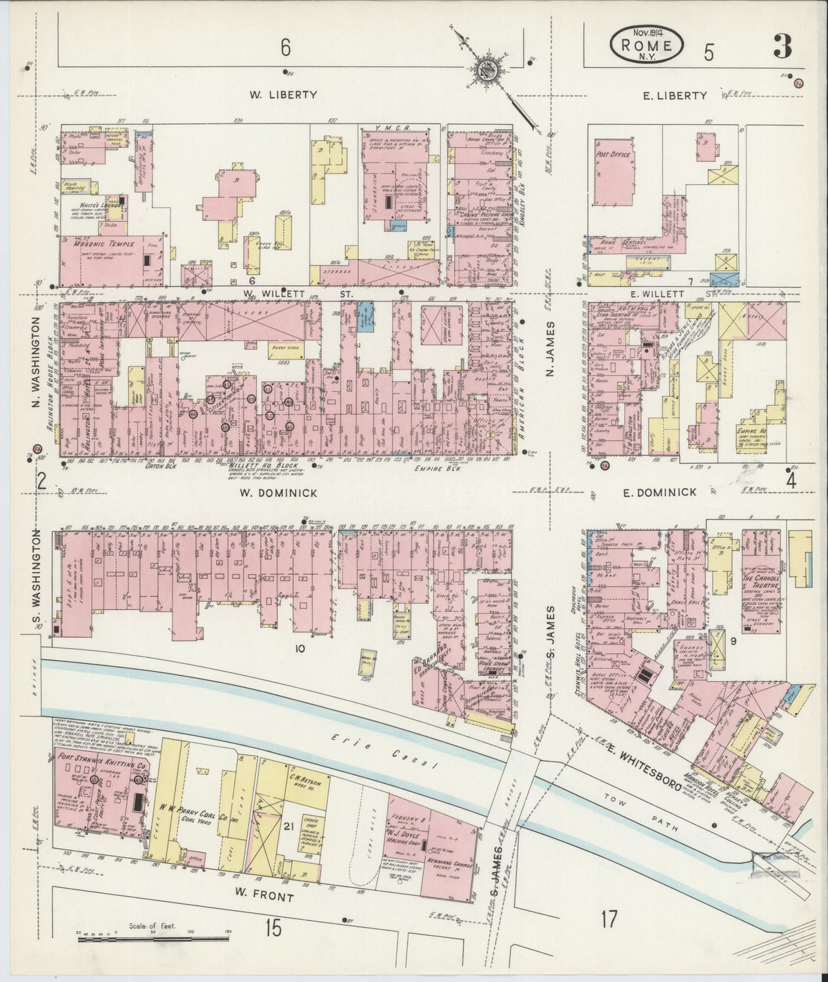 Sanborn Fire Insurance Map from Rome, Oneida County, New York (1914), Sheet #0003 - Historic Sanborn Fire Insurance Map Print, vintage old map wall art, antique decor, genealogy gift, New York New York map