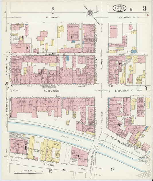 Sanborn Fire Insurance Map from Rome, Oneida County, New York (1914), Sheet #0003 - Historic Sanborn Fire Insurance Map Print, vintage old map wall art, antique decor, genealogy gift, New York New York map