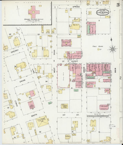 Sanborn Fire Insurance Map from Grenada, Grenada County, Mississippi (1897), Sheet #0003 - Complete Map Set gallery image, historic Sanborn map, vintage wall art, Mississippi Mississippi