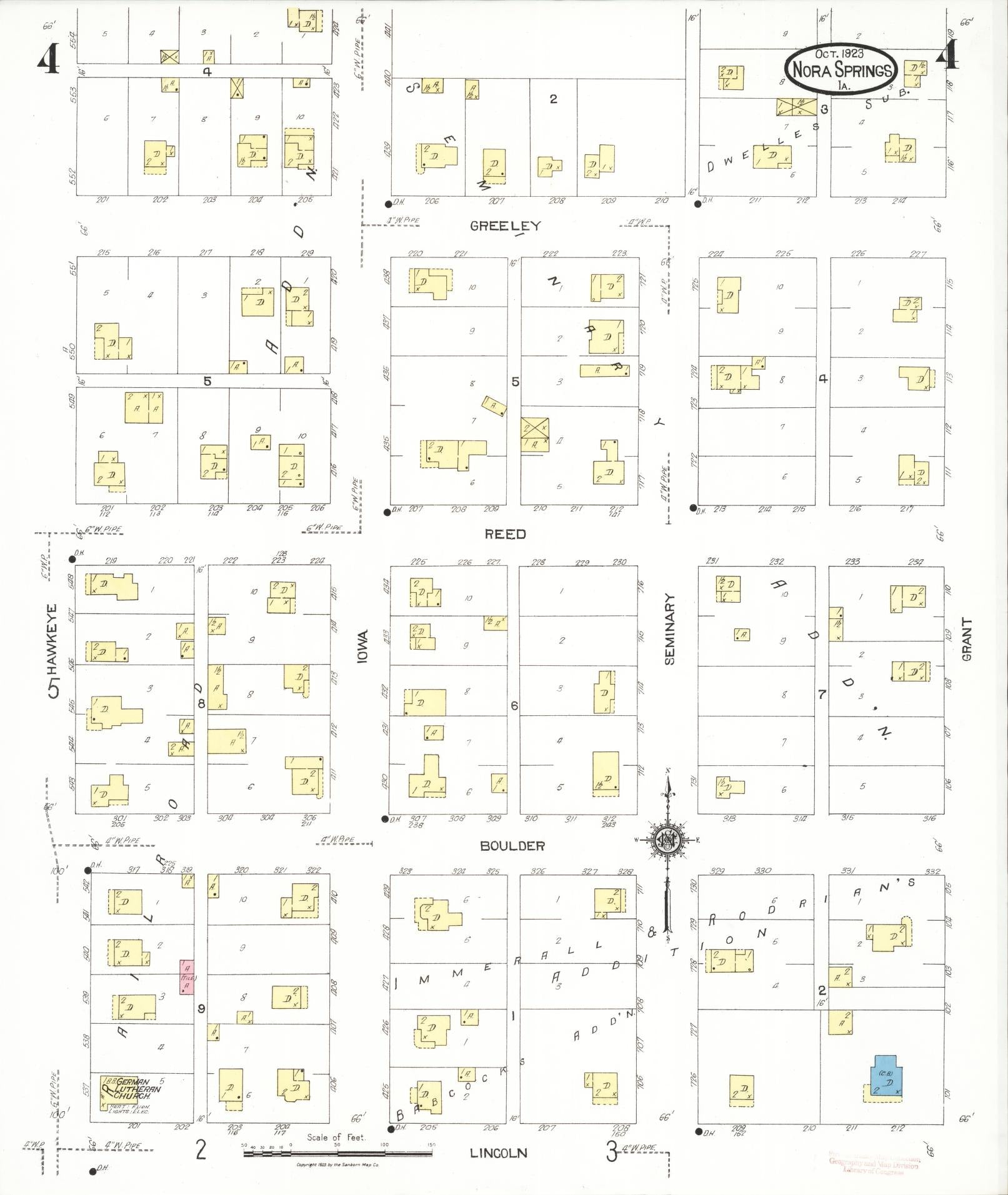 Sanborn Fire Insurance Map from Nora Springs, Floyd County, Iowa (1923), Sheet #0004 - Historic Sanborn Fire Insurance Map Print