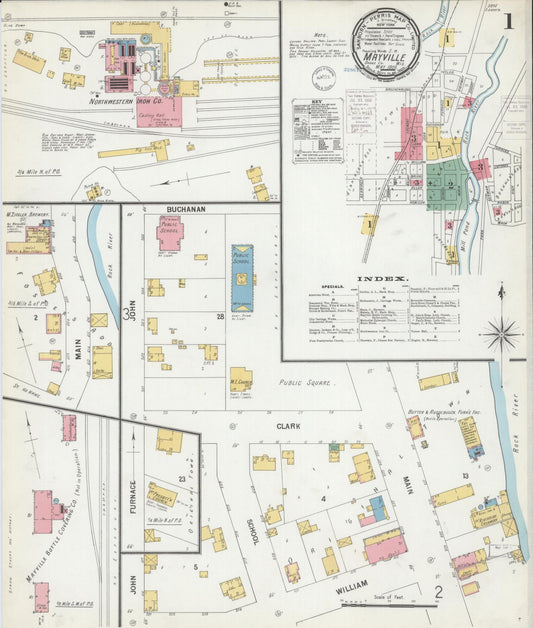 Sanborn Fire Insurance Map from Mayville, Dodge County, Wisconsin (1900), Sheet #0001 - Complete Map Set gallery image, historic Sanborn map, vintage wall art, Wisconsin Wisconsin