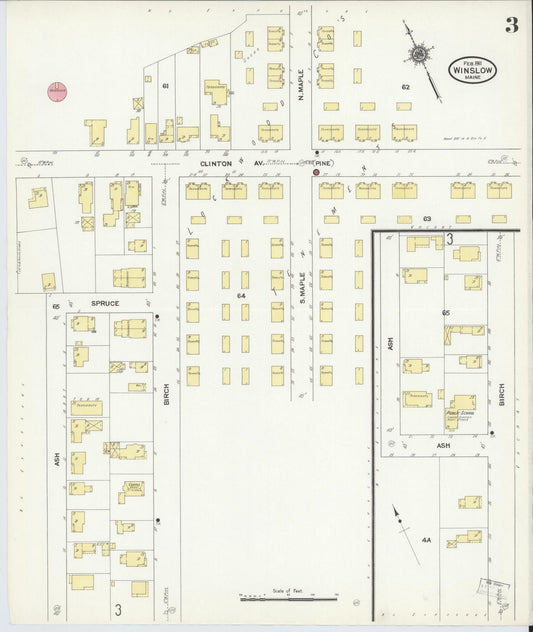 Sanborn Fire Insurance Map from Winslow, Kennebec County, Maine (1911), Sheet #0003 - Historic Sanborn Fire Insurance Map Print, vintage old map wall art, antique decor, genealogy gift, Maine Maine map