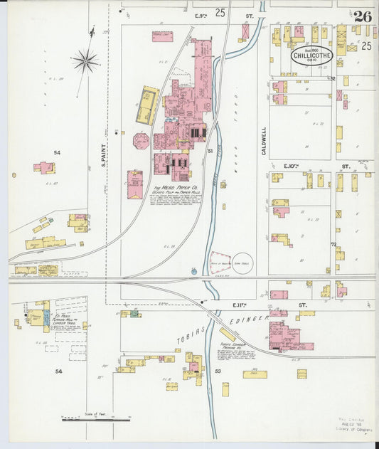 Sanborn Fire Insurance Map from Chillicothe, Ross County, Ohio (1900), Sheet #0026 - Historic Sanborn Fire Insurance Map Print, vintage old map wall art, antique decor, genealogy gift, Ohio Ohio map