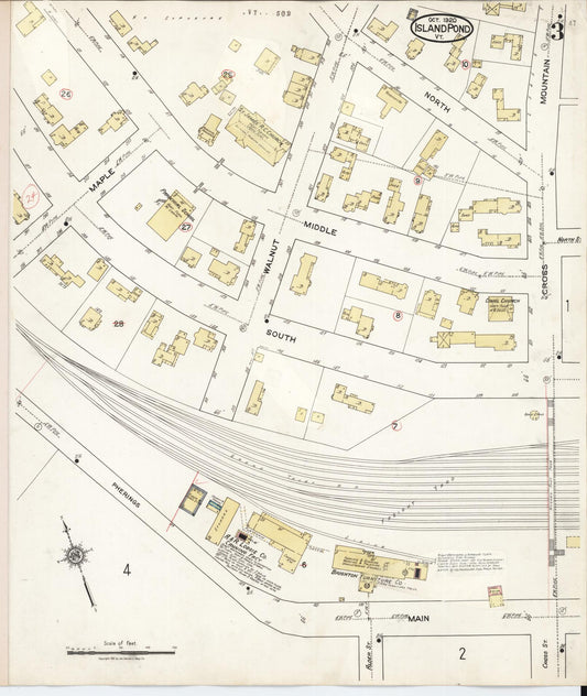 Sanborn Fire Insurance Map from Island Pond, Essex County, Vermont (1928), Sheet #0003 - Historic Sanborn Fire Insurance Map Print, vintage old map wall art, antique decor, genealogy gift, Vermont Vermont map