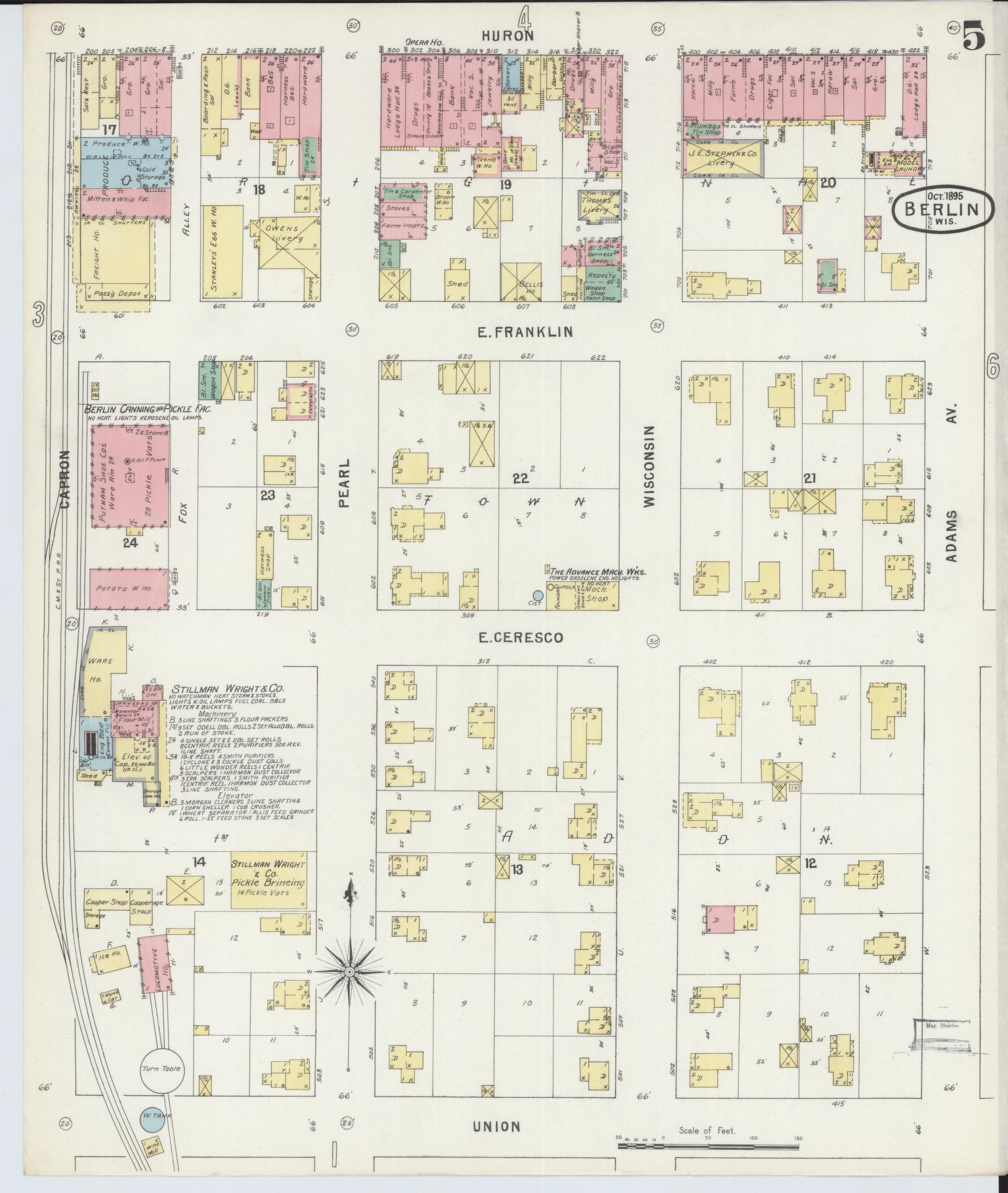Sanborn Fire Insurance Map from Berlin, Green Lake County, Wisconsin (1895), Sheet #0005 - Complete Map Set gallery image, historic Sanborn map, vintage wall art, Wisconsin Wisconsin