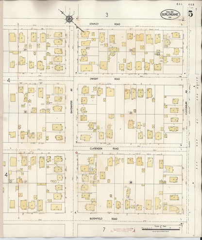 Sanborn Fire Insurance Map from Burlingame, San Mateo County, California (1949), Sheet #0005 - Complete Map Set gallery image, historic Sanborn map, vintage wall art, California California