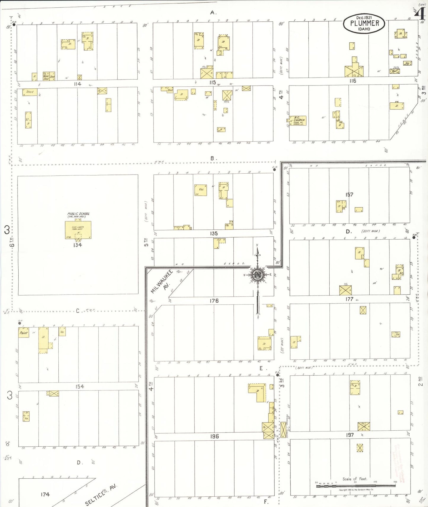 Sanborn Fire Insurance Map from Plummer, Benewah County, Idaho (1921), Sheet #0004 - Complete Map Set gallery image, historic Sanborn map, vintage wall art, Idaho Idaho