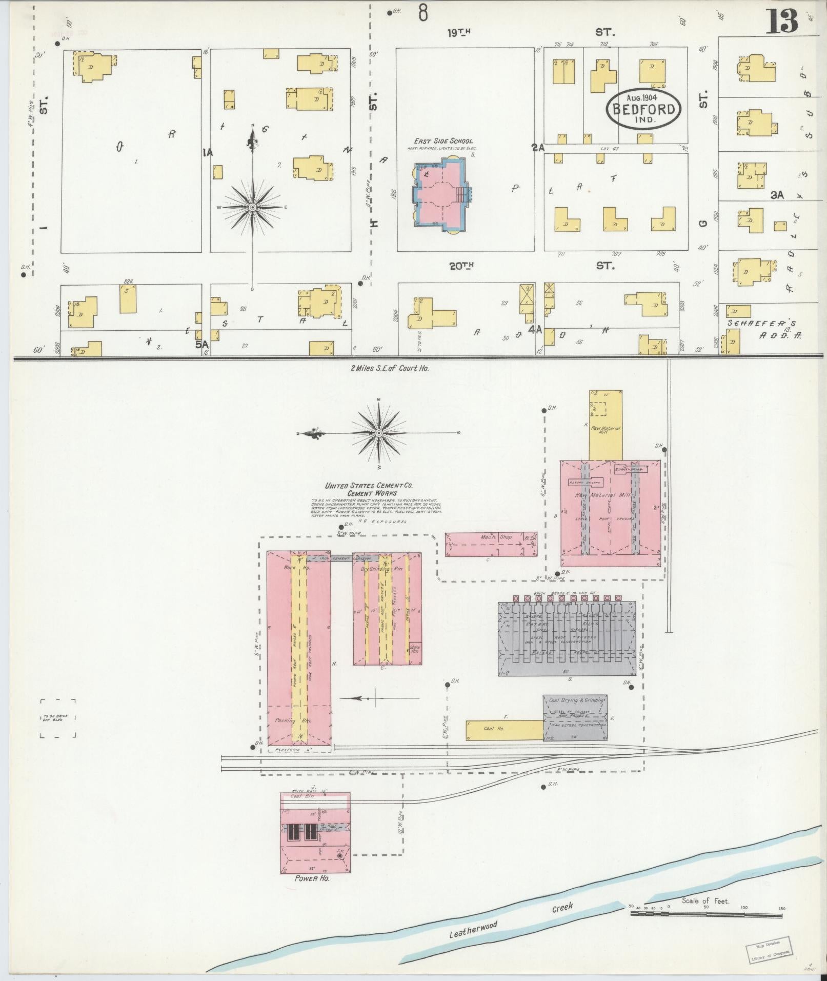 Sanborn Fire Insurance Map from Bedford, Lawrence County, Indiana (1904), Sheet #0013 - Complete Map Set gallery image, historic Sanborn map, vintage wall art, Indiana Indiana