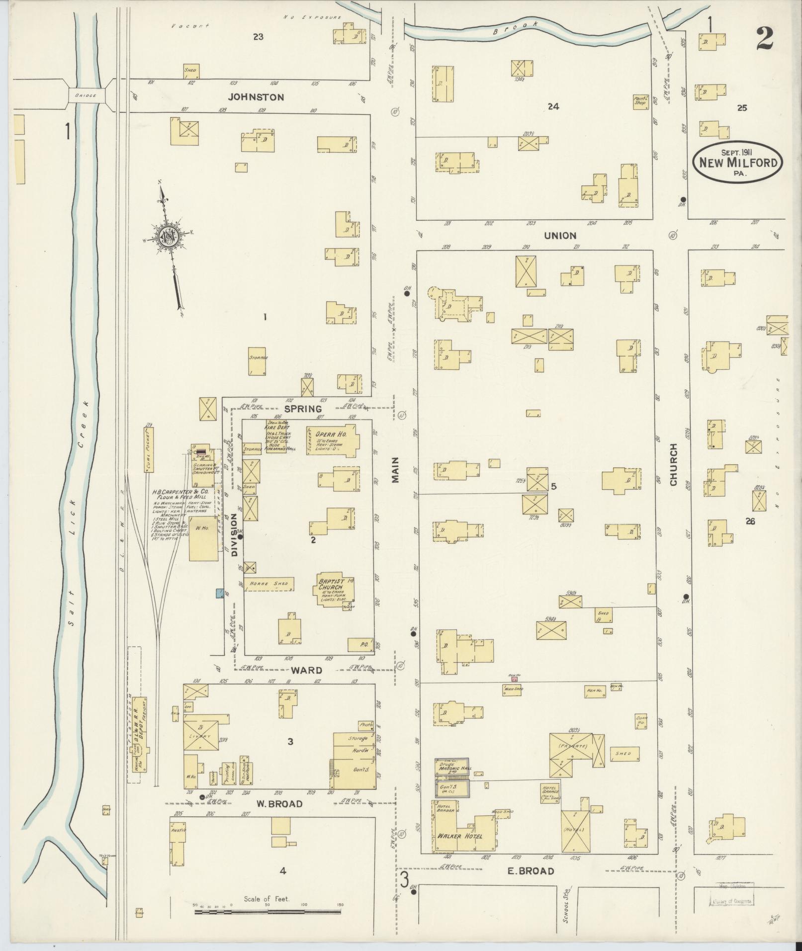 Sanborn Fire Insurance Map from New Milford, Susquehanna County, Pennsylvania (1911), Sheet #0002 - Complete Map Set gallery image, historic Sanborn map, vintage wall art, Pennsylvania Pennsylvania