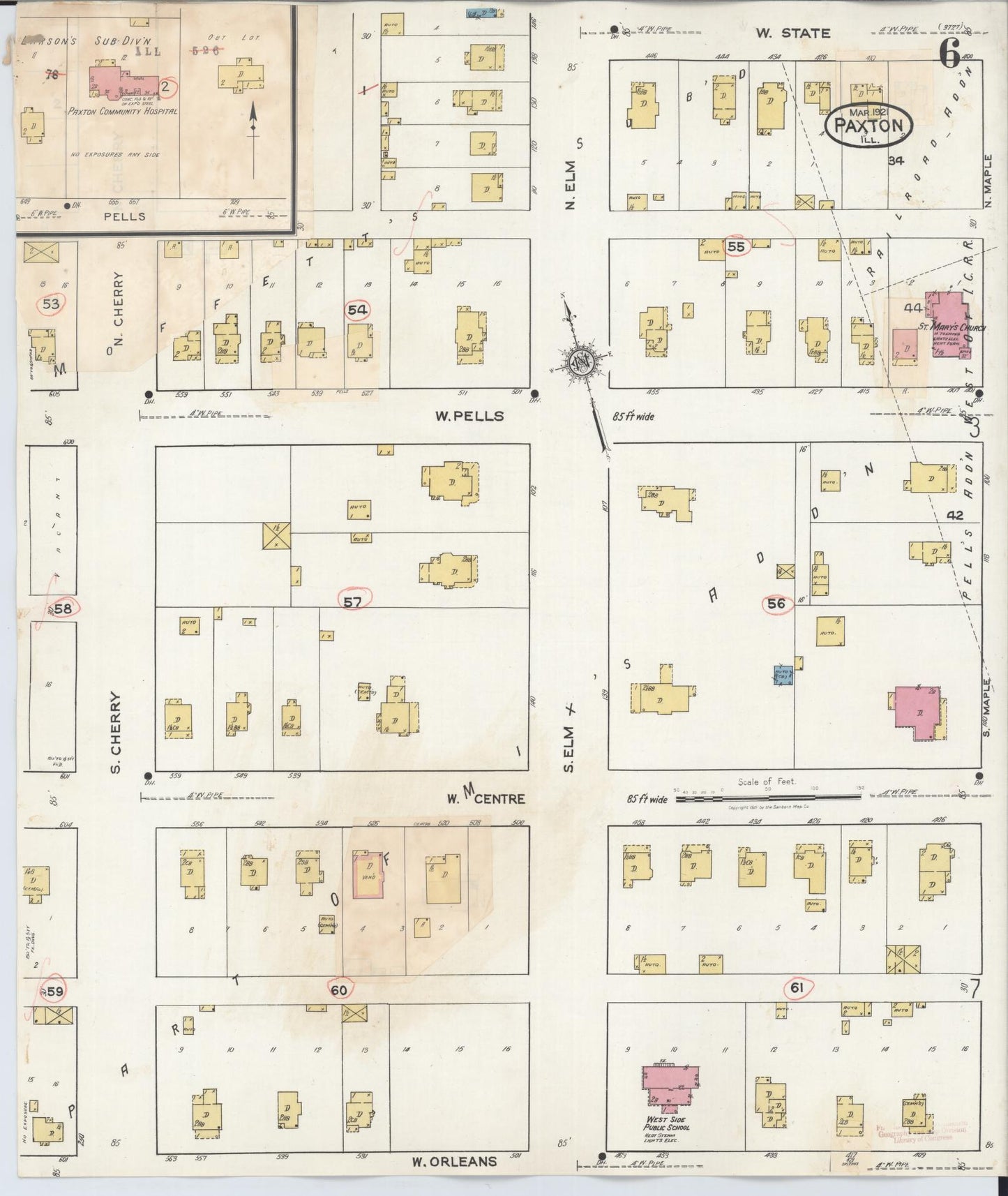Sanborn Fire Insurance Map from Paxton, Ford County, Illinois (1932), Sheet #0006 - Complete Map Set gallery image, historic Sanborn map, vintage wall art, Illinois Illinois