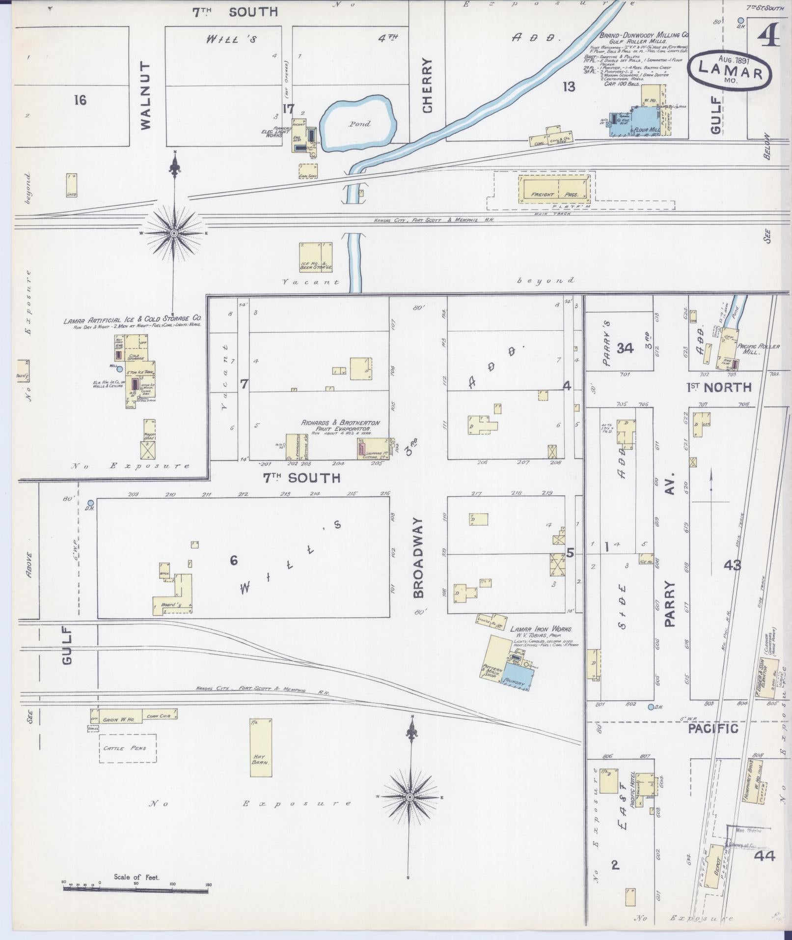 Sanborn Fire Insurance Map from Lamar, Barton County, Missouri (1891), Sheet #0004 - Historic Sanborn Fire Insurance Map Print, vintage old map wall art, antique decor, genealogy gift, Missouri Missouri map