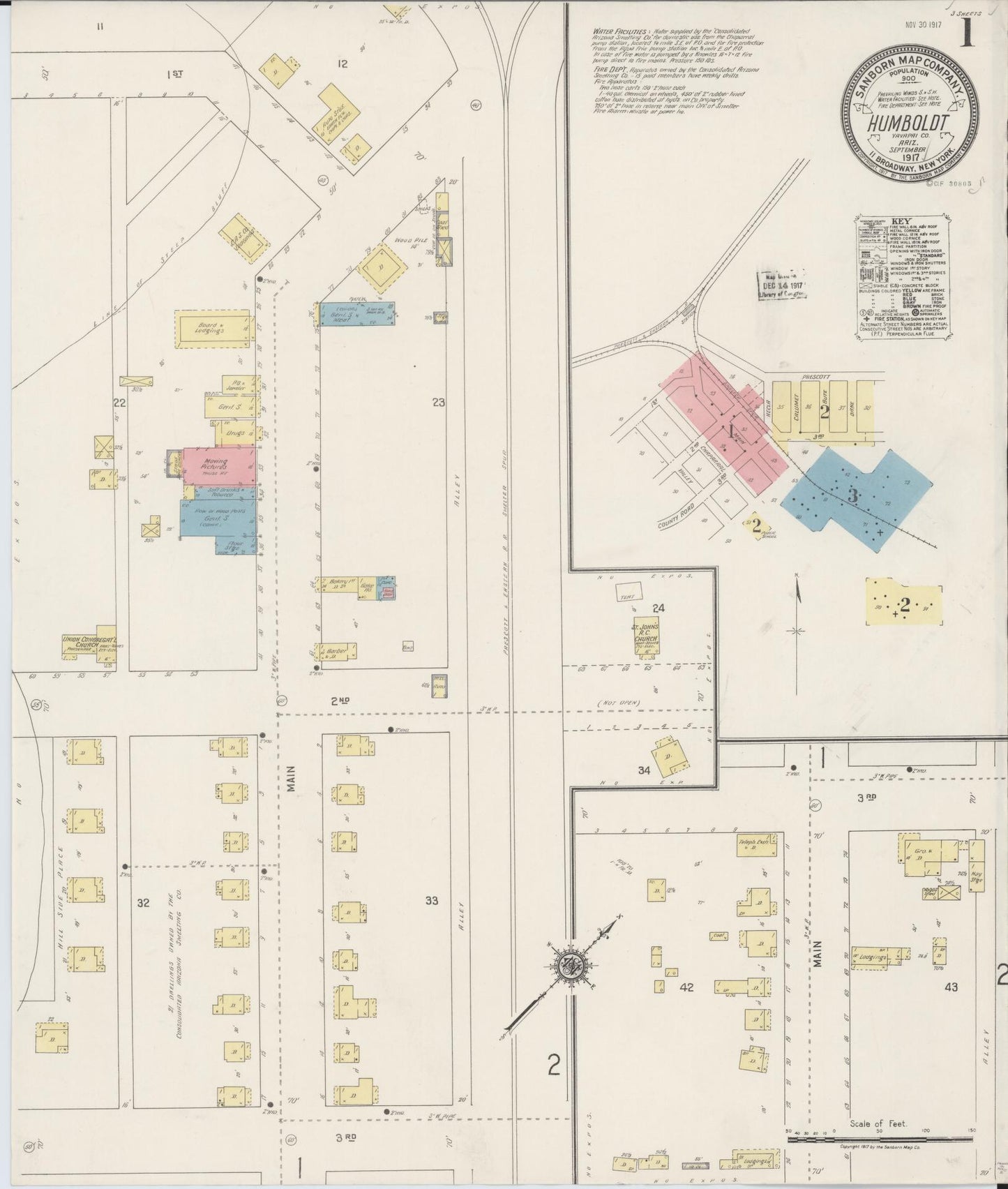 Sanborn Fire Insurance Map from Humboldt, Yavapai County, Arizona. (1917) – Historic Sanborn Fire Insurance Map Print