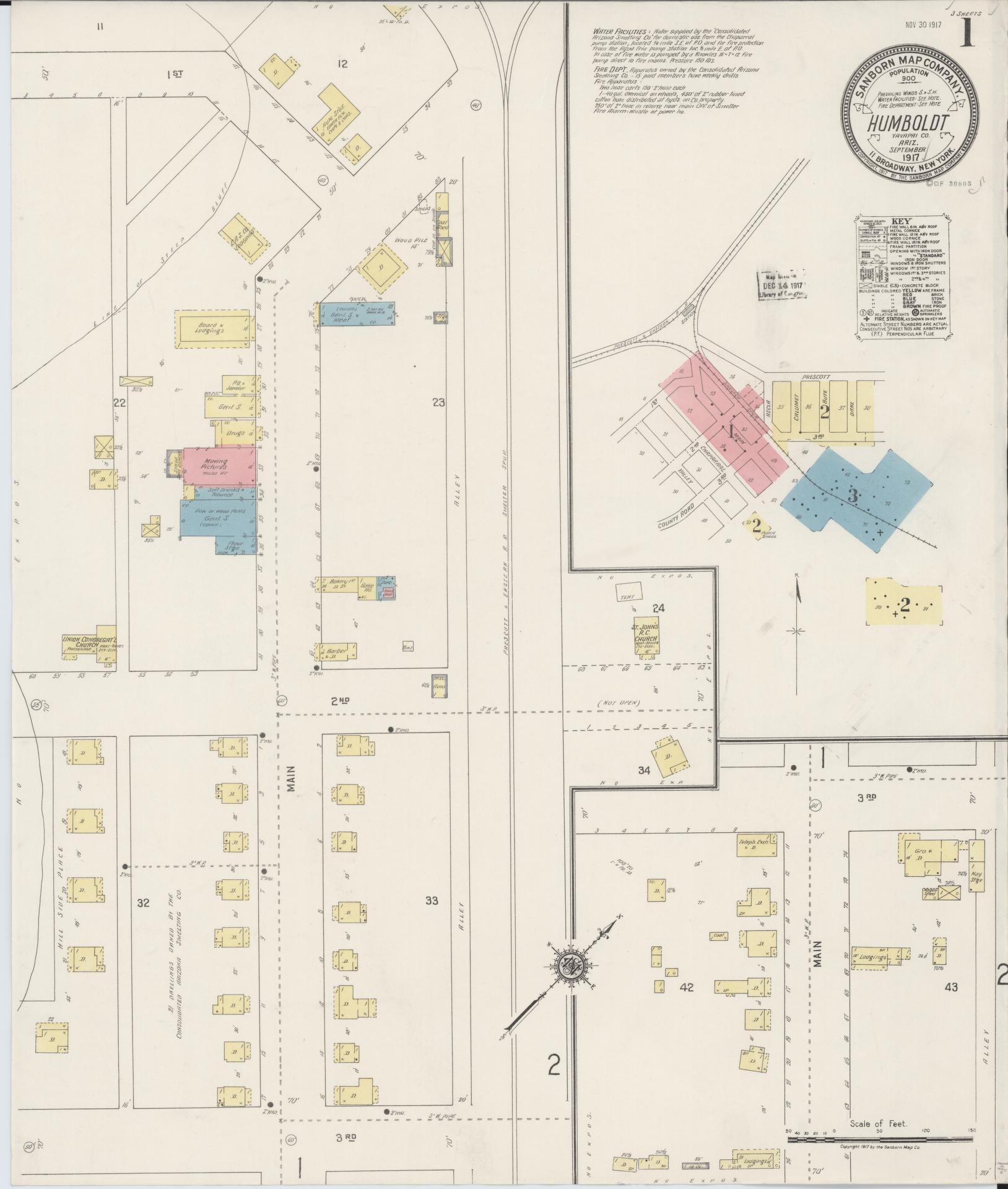 Sanborn Fire Insurance Map from Humboldt, Yavapai County, Arizona. (1917) – Historic Sanborn Fire Insurance Map Print