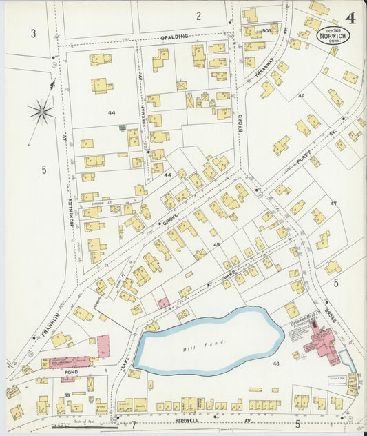 Sanborn Fire Insurance Map from Norwich, New London County, Connecticut (1903), Sheet #0004 - Historic Sanborn Fire Insurance Map Print, vintage old map wall art, antique decor, genealogy gift, Connecticut Connecticut map