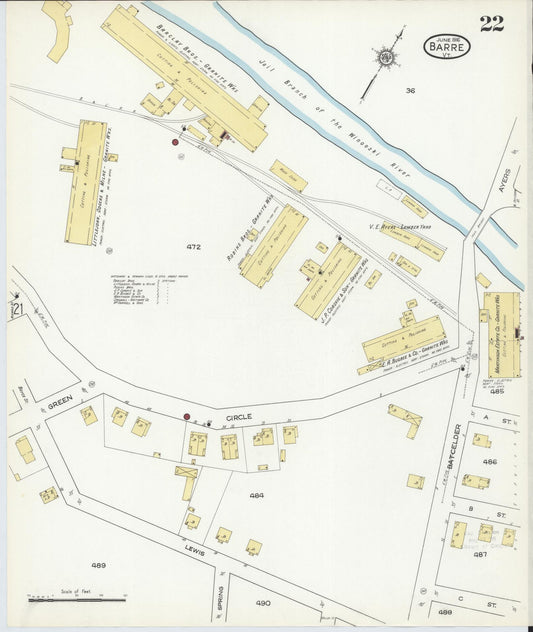 Sanborn Fire Insurance Map from Barre, Washington County, Vermont (1916), Sheet #0022 - Historic Sanborn Fire Insurance Map Print, vintage old map wall art, antique decor, genealogy gift, Vermont Vermont map