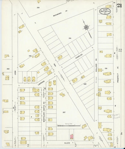 Sanborn Fire Insurance Map from Batavia, Genesee County, New York (1912), Sheet #0021 - Complete Map Set gallery image, historic Sanborn map, vintage wall art, New York New York