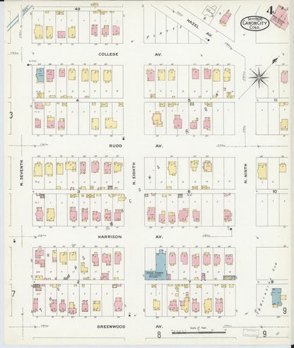 Sanborn Fire Insurance Map from Canon City, Fremont County, Colorado (1908), Sheet #0004 - Complete Map Set gallery image, historic Sanborn map, vintage wall art, Colorado Colorado