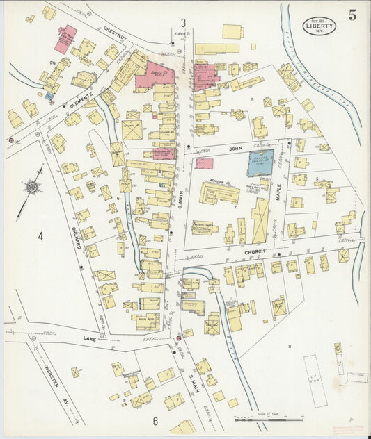 Sanborn Fire Insurance Map from Liberty, Sullivan County, New York (1911), Sheet #0005 - Historic Sanborn Fire Insurance Map Print, vintage old map wall art, antique decor, genealogy gift, New York New York map