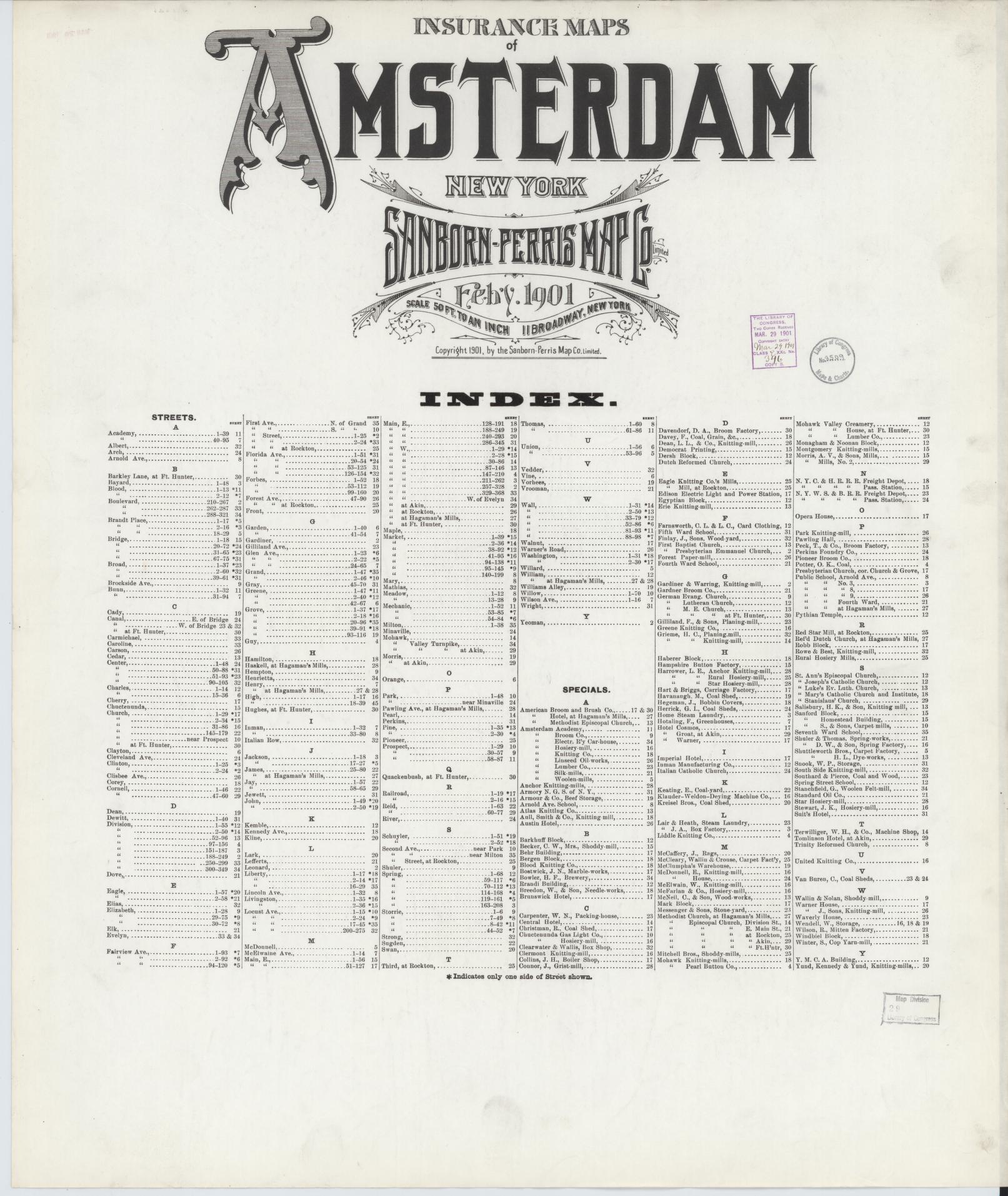 Sanborn Fire Insurance Map from Amsterdam, Montgomery County, New York. (1901) – Historic Sanborn Fire Insurance Map Print