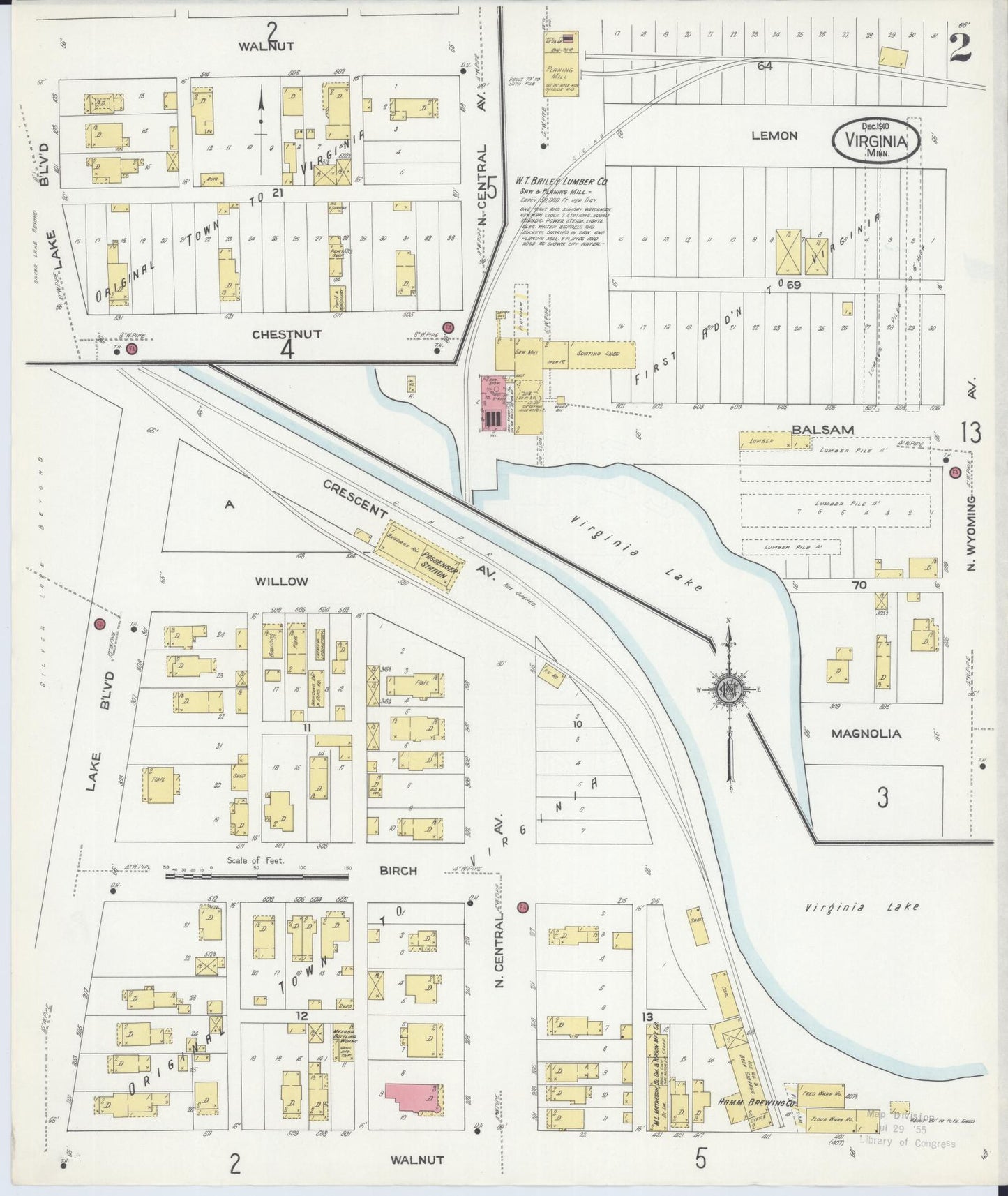 Sanborn Fire Insurance Map from Virginia, Saint Louis County, Minnesota (1910), Sheet #0002 - Complete Map Set gallery image, historic Sanborn map, vintage wall art, Minnesota Minnesota