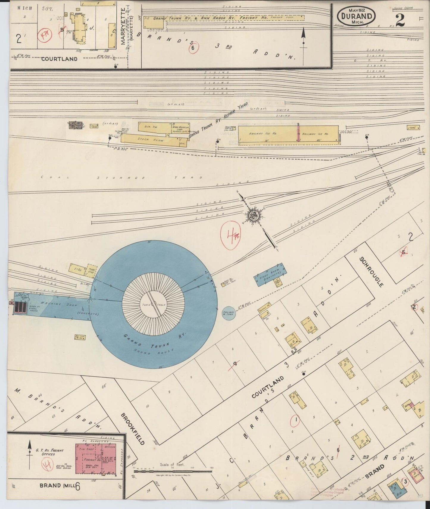 Sanborn Fire Insurance Map from Durand, Shiawassee County, Michigan (1944), Sheet #0002 - Historic Sanborn Fire Insurance Map Print, vintage old map wall art, antique decor, genealogy gift, Michigan Michigan map
