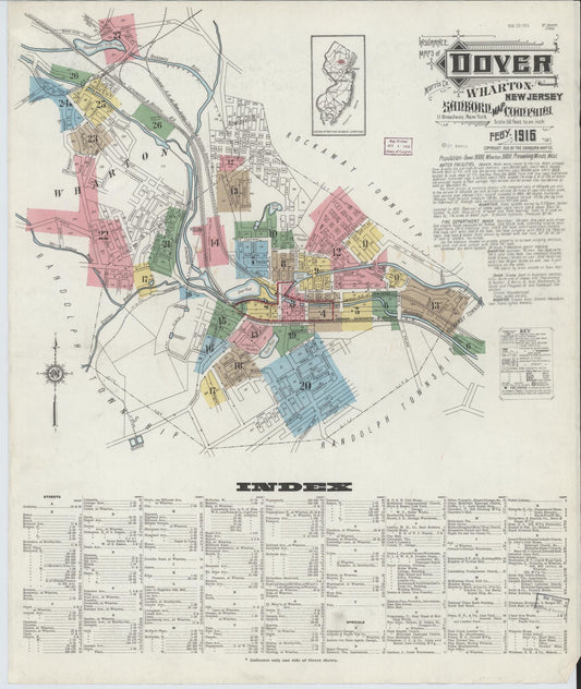 Sanborn Fire Insurance Map from Dover, Morris County, New Jersey. (1916) – Historic Sanborn Fire Insurance Map Print