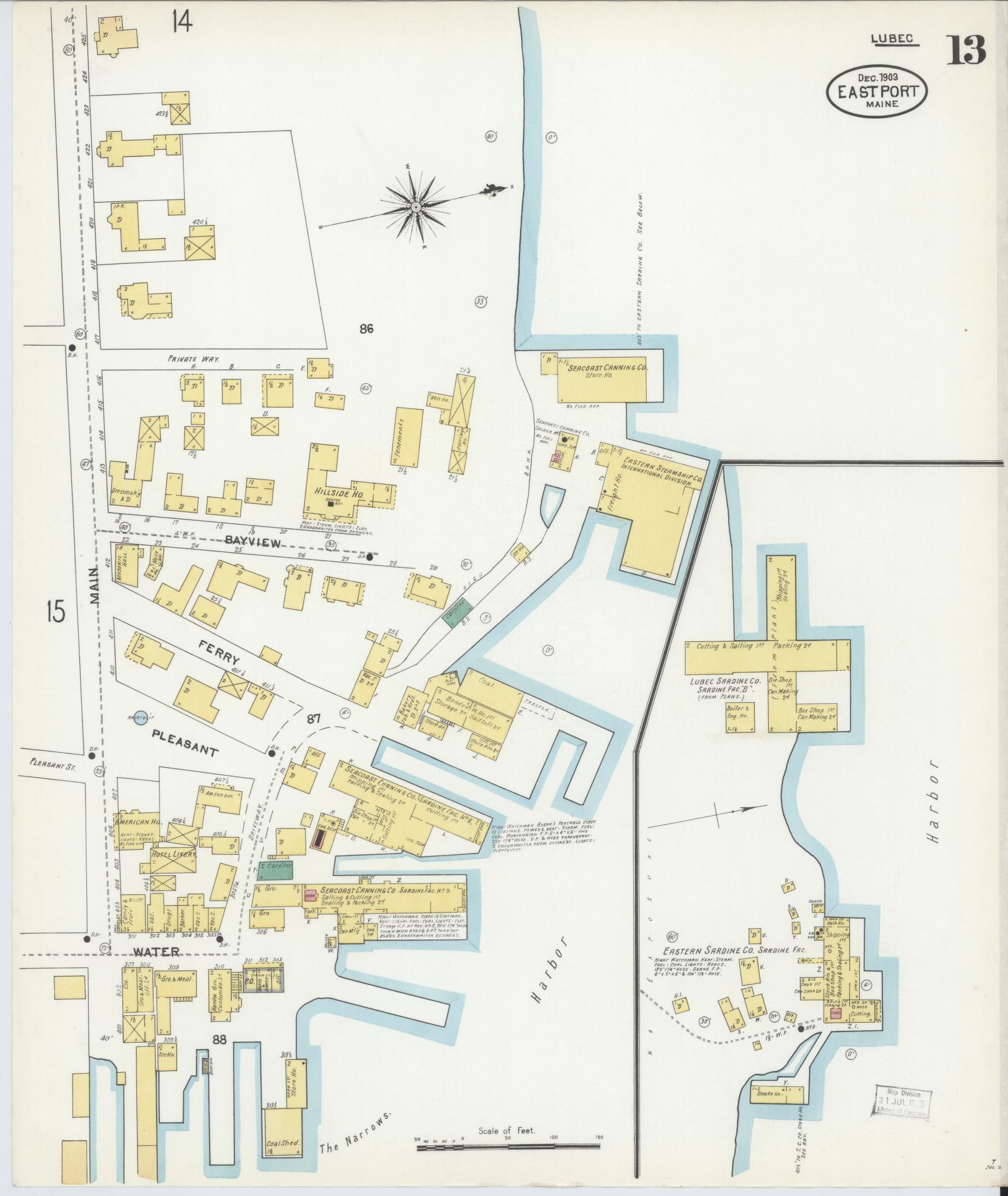 Sanborn Fire Insurance Map from Eastport, Washington County, Maine (1903), Sheet #0013 - Complete Map Set gallery image, historic Sanborn map, vintage wall art, Maine Maine