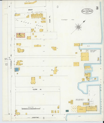 Sanborn Fire Insurance Map from Sault Sainte Marie, Chippewa County, Michigan (1906), Sheet #0003 - Complete Map Set gallery image, historic Sanborn map, vintage wall art, Michigan Michigan
