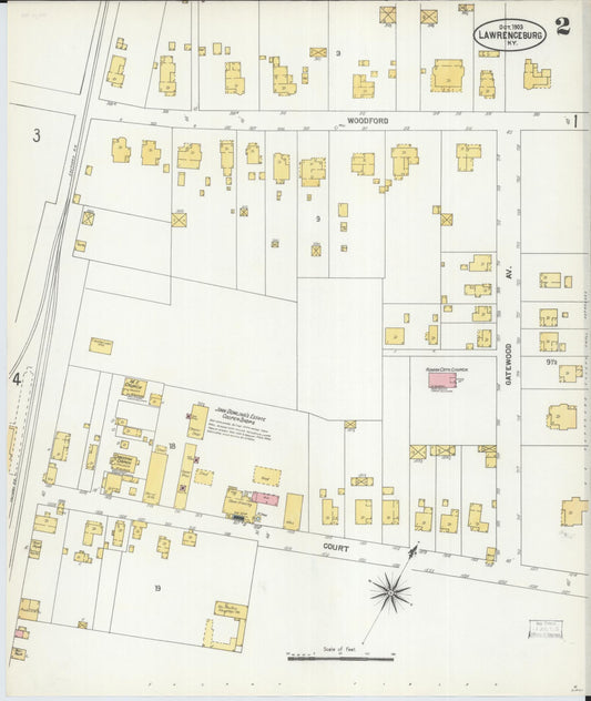 Sanborn Fire Insurance Map from Lawrenceburg, Anderson County, Kentucky (1903), Sheet #0002 - Historic Sanborn Fire Insurance Map Print, vintage old map wall art, antique decor, genealogy gift, Kentucky Kentucky map
