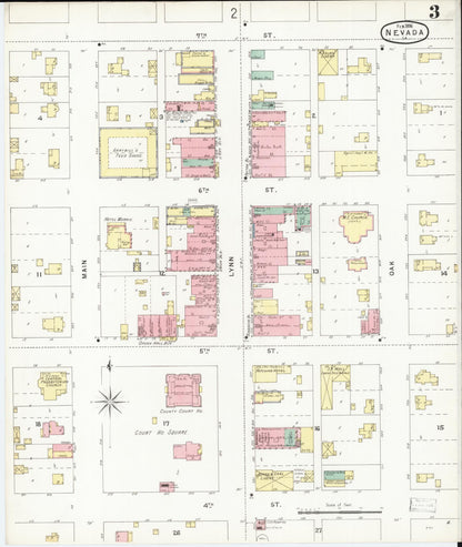 Sanborn Fire Insurance Map from Nevada, Story County, Iowa (1896), Sheet #0003 - Complete Map Set gallery image, historic Sanborn map, vintage wall art, Nevada Nevada