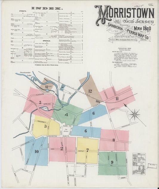Sanborn Fire Insurance Map from Morristown, Morris County, New Jersey. (1890) – Historic Sanborn Fire Insurance Map Print