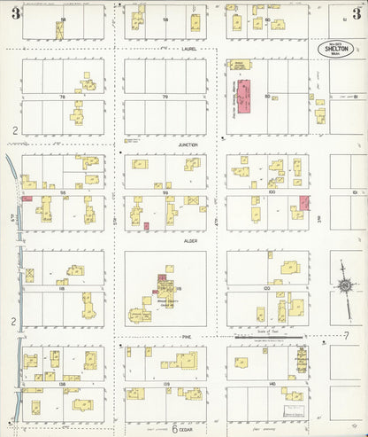 Sanborn Fire Insurance Map from Shelton, Mason County, Washington (1923), Sheet #0003 - Complete Map Set gallery image, historic Sanborn map, vintage wall art, Washington Washington