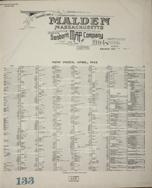 Sanborn Fire Insurance Map from Malden, Middlesex County, Massachusetts. (1943) – Historic Sanborn Fire Insurance Map Print
