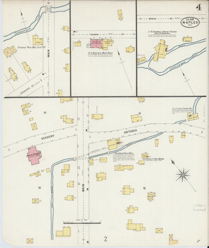 Sanborn Fire Insurance Map from Naples, Ontario County, New York (1898), Sheet #0004 - Historic Sanborn Fire Insurance Map Print, vintage old map wall art, antique decor, genealogy gift, New York New York map
