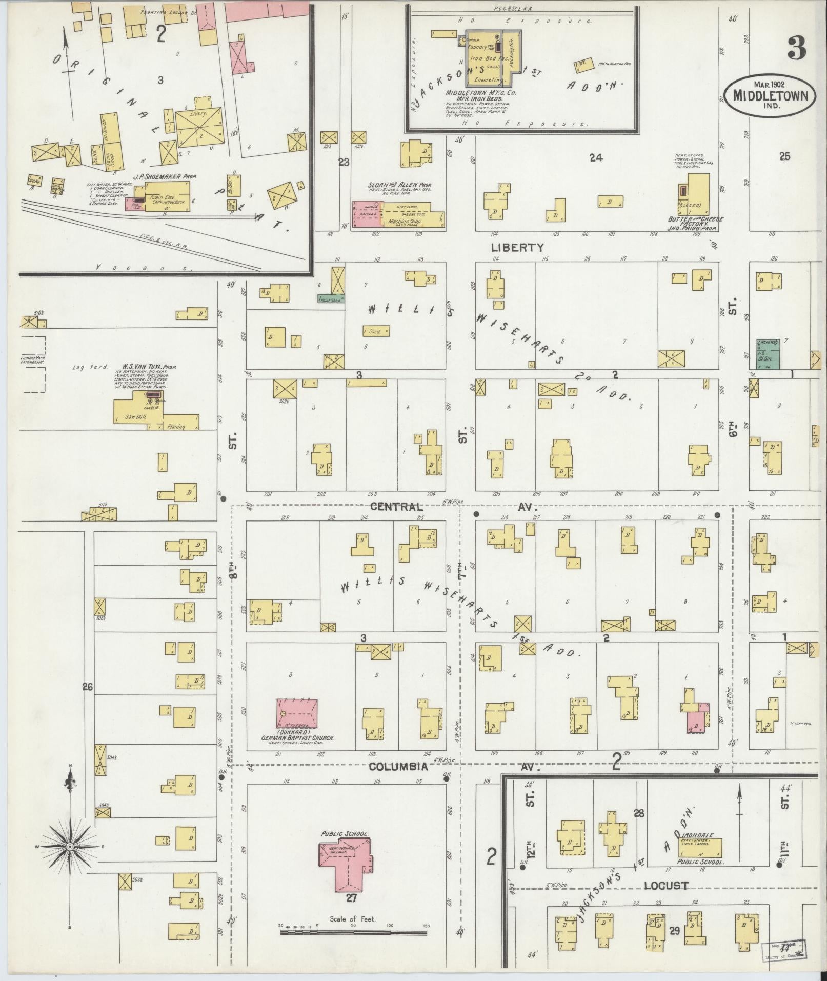 Sanborn Fire Insurance Map from Middletown, Henry County, Indiana (1902), Sheet #0003 - Complete Map Set gallery image, historic Sanborn map, vintage wall art, Indiana Indiana