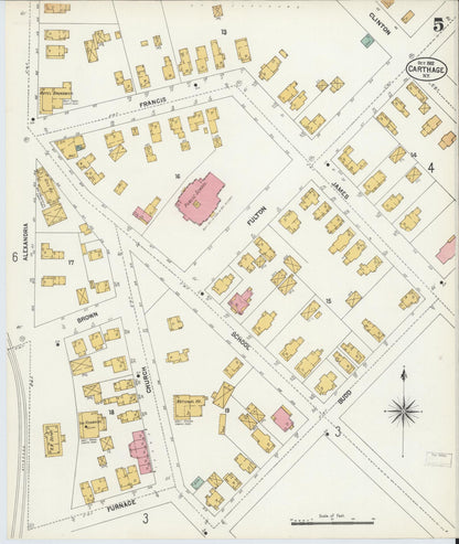 Sanborn Fire Insurance Map from Carthage, Jefferson County, New York (1902), Sheet #0005 - Historic Sanborn Fire Insurance Map Print, vintage old map wall art, antique decor, genealogy gift, New York New York map