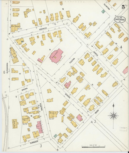 Sanborn Fire Insurance Map from Carthage, Jefferson County, New York (1902), Sheet #0005 - Historic Sanborn Fire Insurance Map Print, vintage old map wall art, antique decor, genealogy gift, New York New York map