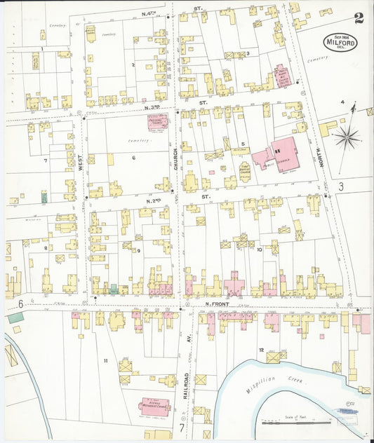 Sanborn Fire Insurance Map from Milford, Kent And Sussex Counties, Delaware (1904), Sheet #0002 - Historic Sanborn Fire Insurance Map Print, vintage old map wall art, antique decor, genealogy gift, Delaware Delaware map
