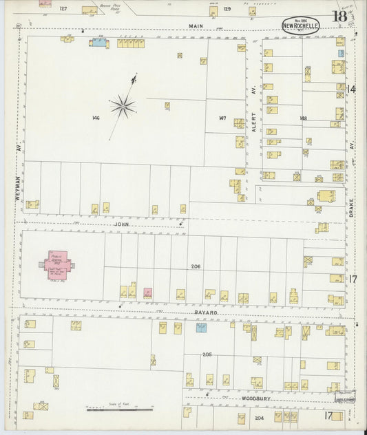 Sanborn Fire Insurance Map from New Rochelle, Westchester County, New York (1896), Sheet #0018 - Historic Sanborn Fire Insurance Map Print, vintage old map wall art, antique decor, genealogy gift, New York New York map