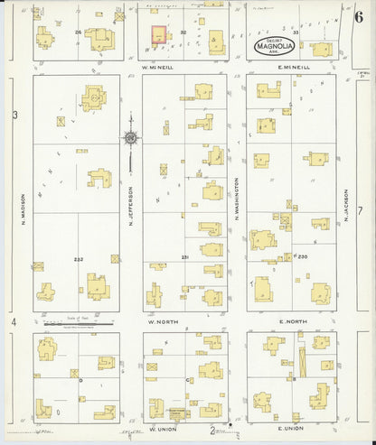 Sanborn Fire Insurance Map from Magnolia, Columbia County, Arkansas (1917), Sheet #0006 - Complete Map Set gallery image, historic Sanborn map, vintage wall art, Arkansas Arkansas
