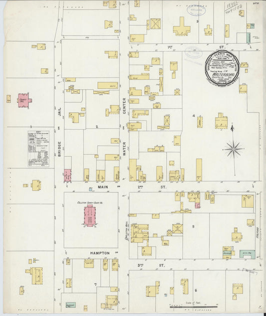 Sanborn Fire Insurance Map from Walterboro, Colleton County, South Carolina (1898), Sheet #0001 - Historic Sanborn Fire Insurance Map Print, vintage old map wall art, antique decor, genealogy gift, South Carolina South Carolina map
