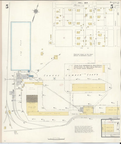 Sanborn Fire Insurance Map from Conroe, Montgomery County, Texas (1943), Sheet #0005 - Complete Map Set gallery image, historic Sanborn map, vintage wall art, Texas Texas