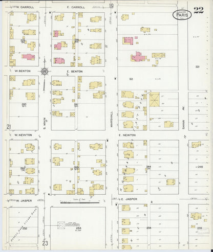 Sanborn Fire Insurance Map from Paris, Edgar County, Illinois (1916), Sheet #0022 - Complete Map Set gallery image, historic Sanborn map, vintage wall art, Illinois Illinois
